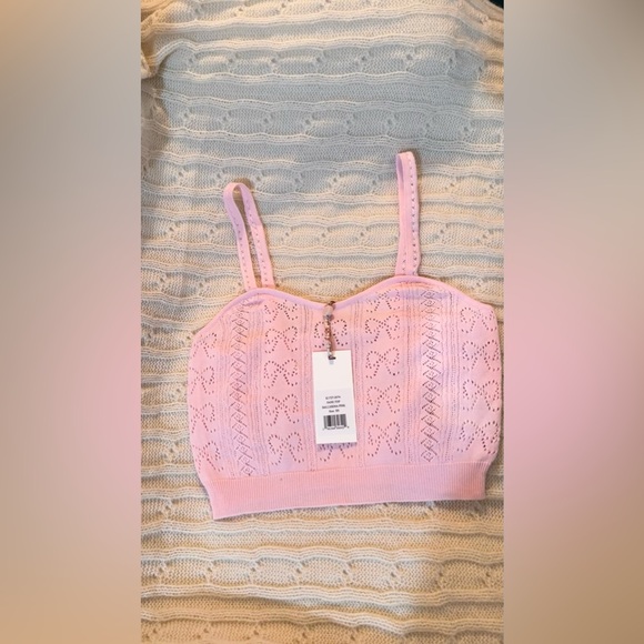LOVESHACKFANCY Fane Bow Pointelle Tank Top, brand new with tags, never worn. - Picture 9 of 15